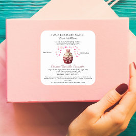 Faux Crochet Cupcake Cottage Law Food Bakery Vierkante Sticker