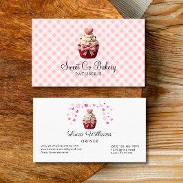Faux Crochet Love Cupcake Bakery Business Card Visitekaartje
