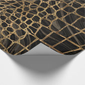 Faux Crocodile Black Liquid Marble and gold Cadeaupapier (Hoek)