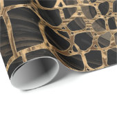 Faux Crocodile Black Liquid Marble and gold Cadeaupapier (Rol Hoek)