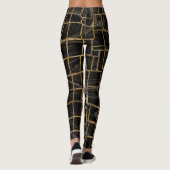 Faux Crocodile Black Liquid Marble and gold Leggings (Achterkant)