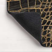 Faux Crocodile Black Liquid Marble and Gold Muismat (Hoek)