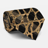 Faux Crocodile Black Liquid Marble and gold Stropdas (Opgerold)