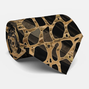 Faux Crocodile Black Liquid Marble and gold Stropdas