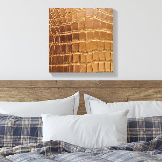 Faux Crocodile Leather Animal Skin Pattern Canvas Afdruk (Insitu (Slaapkamer))