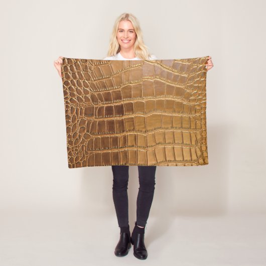 Faux Crocodile Leather Animal Skin Pattern Fleece Deken (In situ)