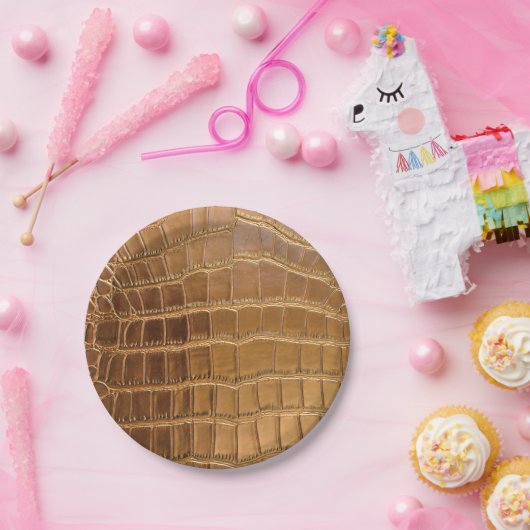 Faux Crocodile Leather Animal Skin Pattern Papieren Bordje (Feest)