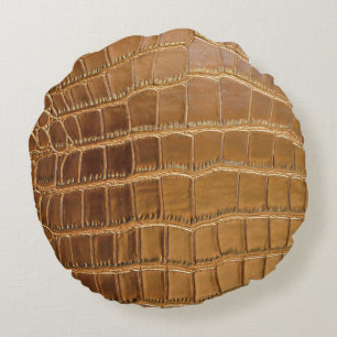 Faux Crocodile Leather Animal Skin Pattern Rond Kussen
