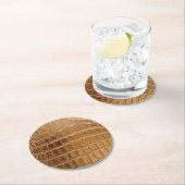 Faux Crocodile Leather Animal Skin Pattern Ronde Kartonnen Onderzetter (Insitu)