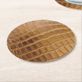 Faux Crocodile Leather Animal Skin Pattern Ronde Kartonnen Onderzetter (Gebogen)