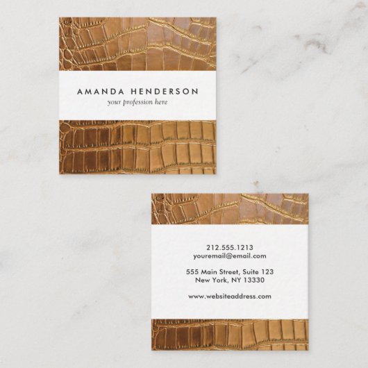 Faux Crocodile Leather Animal Skin Pattern Vierkante Visitekaartje (Voorkant / Achterkant)