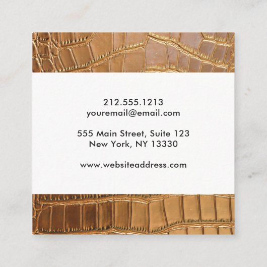 Faux Crocodile Leather Animal Skin Pattern Vierkante Visitekaartje (Achterkant)