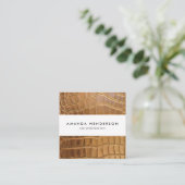 Faux Crocodile Leather Animal Skin Pattern Vierkante Visitekaartje (Staand voorkant)