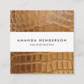 Faux Crocodile Leather Animal Skin Pattern Vierkante Visitekaartje (Voorkant)