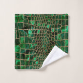 Faux Crocodile texture Malachite and gold Bad Handdoek (Wasdoekje)