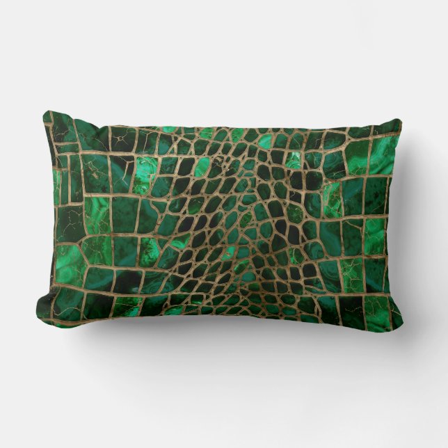 Faux Crocodile texture Malachite and gold Kussen (Voorkant)