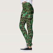 Faux Crocodile texture Malachite and gold Leggings (Links)