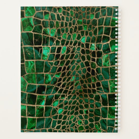 Faux Crocodile texture Malachite and gold Planner (Achterkant)