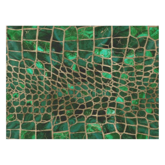Faux Crocodile texture Malachite and gold Tafelkleed (Voorkant (Horizontaal))