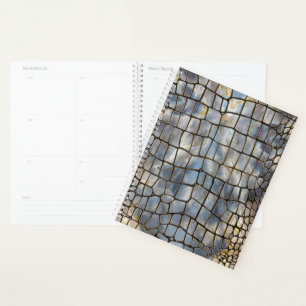 Faux Crocodile texture marmer and gold Planner