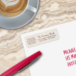 Faux Cross-Stitch Home Sweet Home Bourgogne Terug Etiket