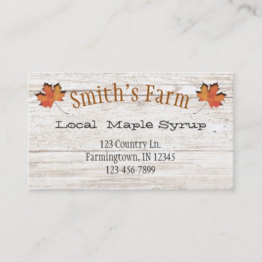 Faux Cutout Maple Leaf Syrup Visitekaartje (Voorkant)