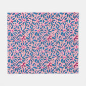 Faux Cutout Pink Blue Folk-kunst geïnspireerd Fleece Deken (Voorkant (Horizontaal))