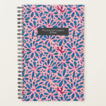 Faux Cutouts Waterverf Boho Folk Art geïnspireerd Planner<br><div class="desc">de roze en blauwe waterverf van de uitsnijding inspireerde op de voor - en achterkant het bloempatroon met de naam grijze rechthoek vooraan .</div>