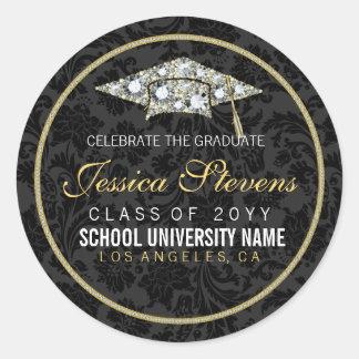Faux Damions en Gold Afstuderen Pet 2a Ronde Sticker