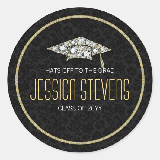 Faux Damions en Gold Afstuderen Pet 2b Ronde Sticker (Voorkant)