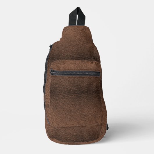 Faux Dark Brown Leather Sling Bag (Voorkant)