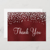 Faux Dark Red Folie Diamond Confetti Briefkaart (Voorkant / Achterkant)