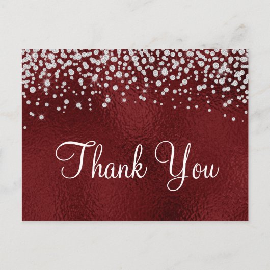 Faux Dark Red Folie Diamond Confetti Briefkaart (Voorkant)