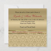 Faux Dark Ruby Red Gemstone Metallic Gold Damask Kaart (Achterkant)