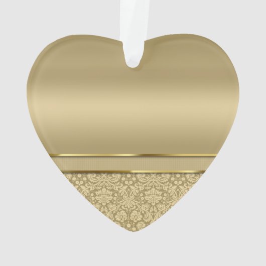 Faux Dark Ruby Red Gemstone Metallic Gold Damask Ornament (achterkant)