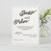Faux Deckle Edge Paper Invitation Script Wedding Kaart (Staand voorkant)
