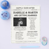 Faux Deckle-Edge zwart-wit krant bruiloft Flyer (Enkel)