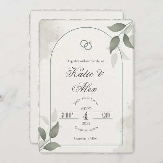 Faux Deckled Edge Rustieke Eenvoudige Script uitno Kaart (Voorkant / Achterkant)