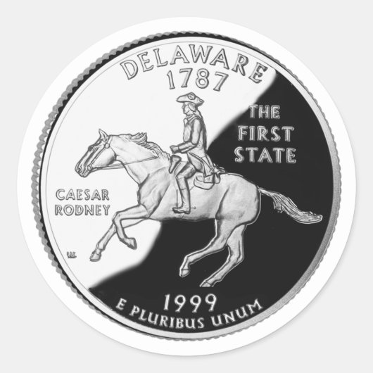 Faux Delaware State Quarter Ronde Sticker (Voorkant)