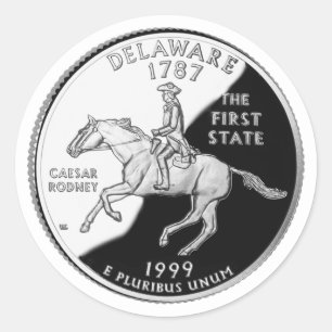 Faux Delaware State Quarter Ronde Sticker