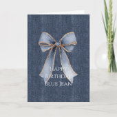 Faux Denim Blue Jean Bow Kaart (Voorkant)