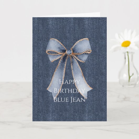 Faux Denim Blue Jean Bow Kaart (Kleine Plant)