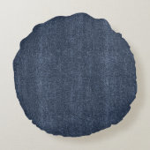Faux Denim Blue Jean Bow Rond Kussen (Achterkant)