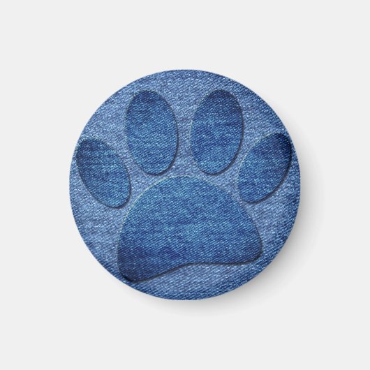 Faux Denim Jeans Dog Paw Print Magneet (Voorkant)