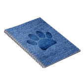Faux Denim Jeans Dog Paw Print Notitieboek (Rechterzijde)