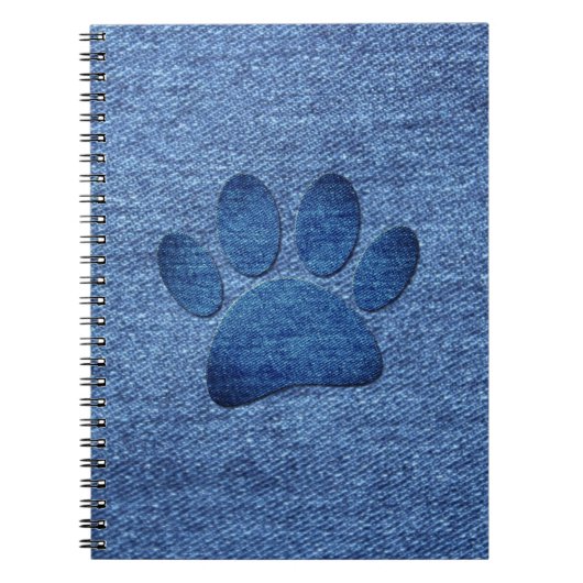 Faux Denim Jeans Dog Paw Print Notitieboek (Voorkant)