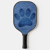 Faux Denim Jeans Dog Paw Print Pickleball Paddle (Achterkant)