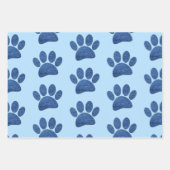 Faux Denim Jeans Dog Paw Printed Texture Inpakpapier Vel (Voorkant 3)