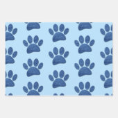 Faux Denim Jeans Dog Paw Printed Texture Inpakpapier Vel (Voorkant 2)
