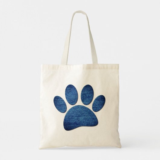 Faux Denim Jeans Dog Paw Printed Texture Tote Bag (Achterkant)